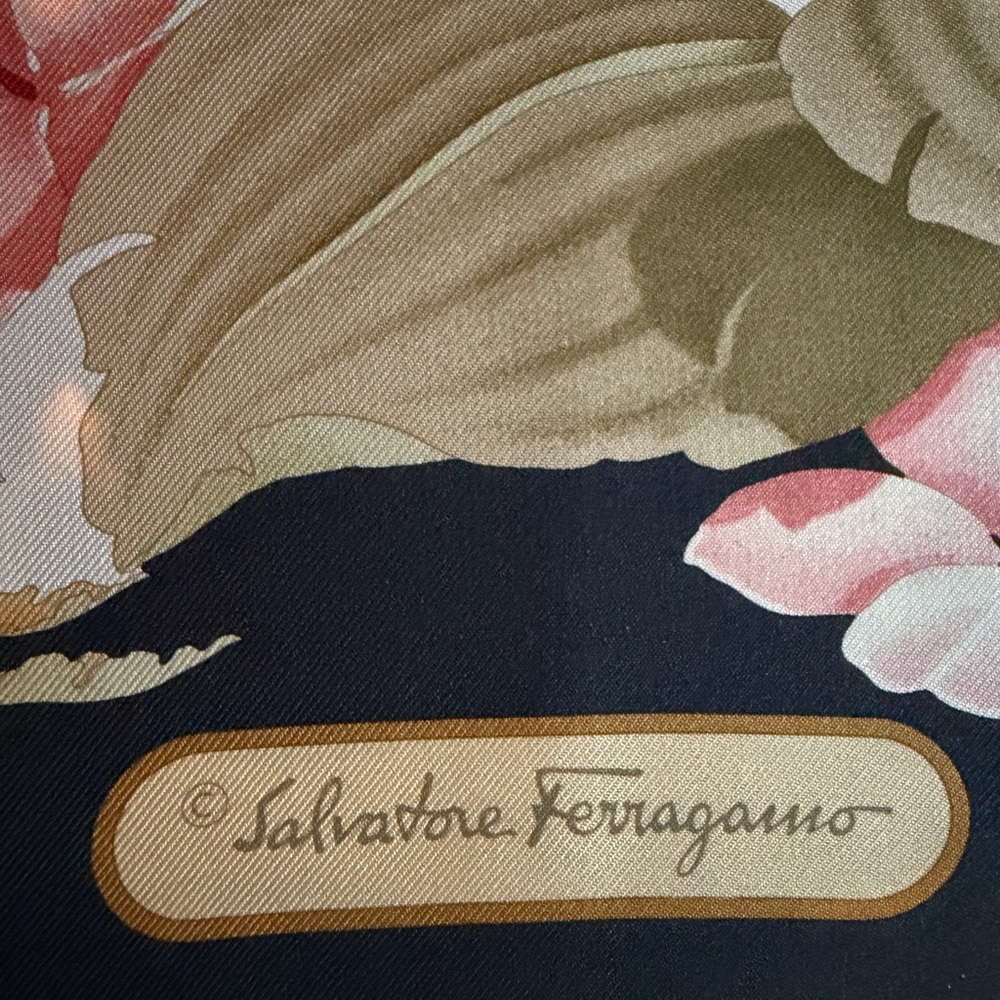 Salvatore Ferragamo soft green and Cream Silk Scarf